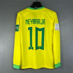 Brasilien Neymar JR 10 2023/2024 Hjemmebanetrøje Langærmet